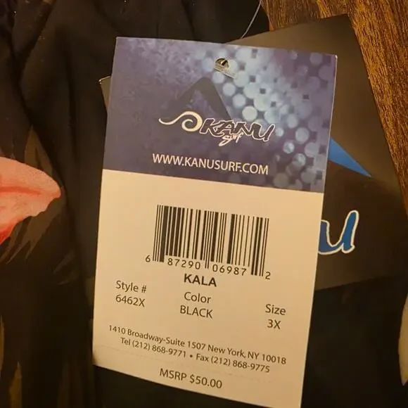 Kanu Surf Swim Trunks Mens 3X Big Tall Black Pink Floral Board Shorts NWT - Picture 2 of 7